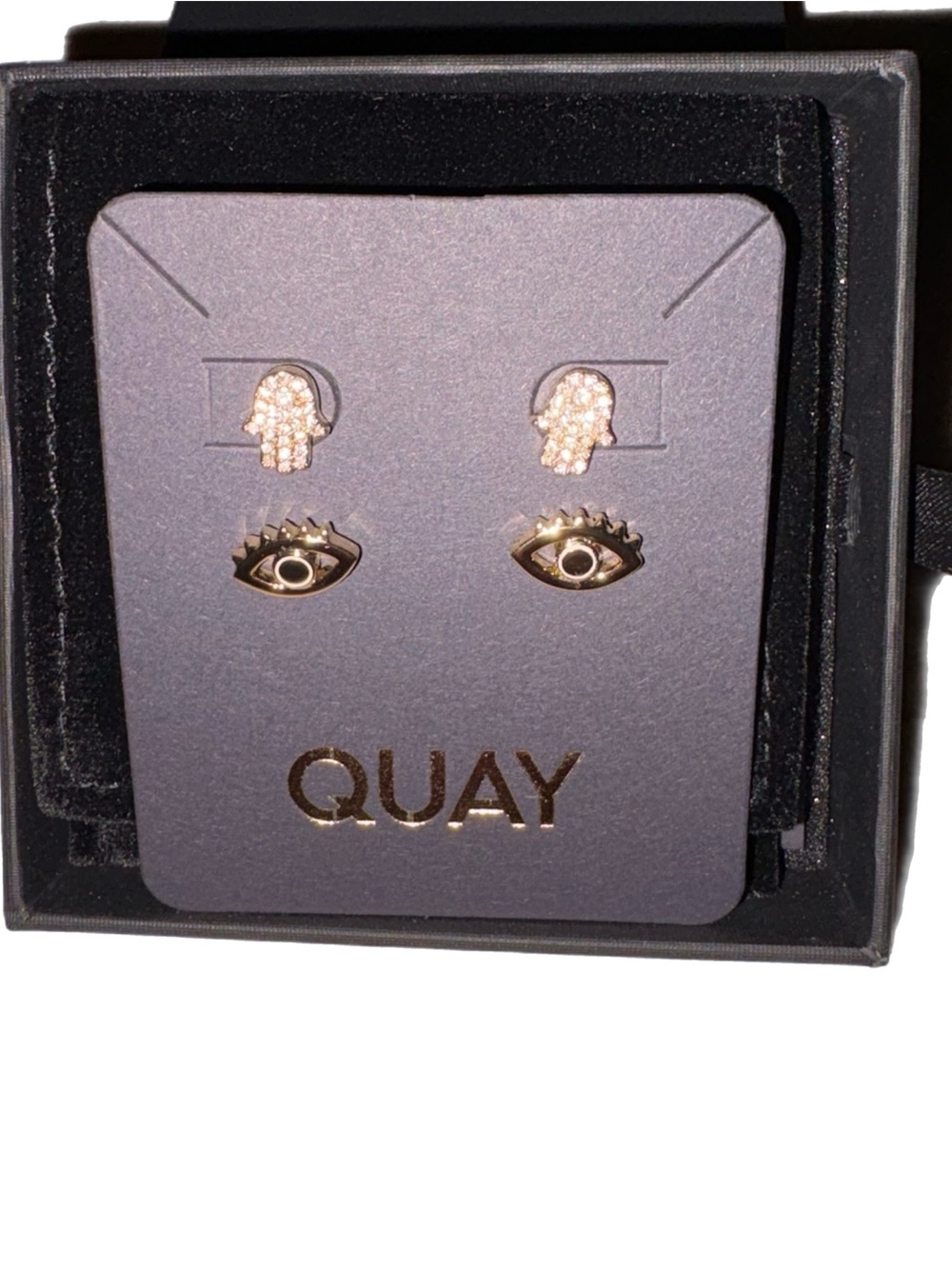 Quay Australia Good Vibes Earring Set New In Box Gold Tone Hypoallergenic